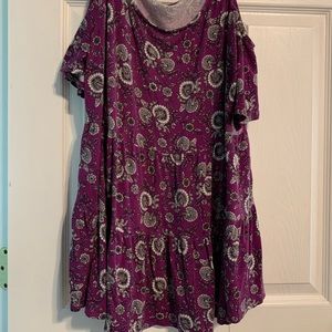 Lane Bryant floral babydoll style cold shoulder top